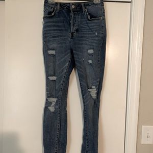 Forever 21 Ripped High Waisted Skinny Jeans Woman’s size 27 Distressed Fitted